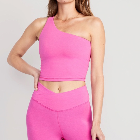 Old Navy Pants - Old Navy One-Shoulder Crop Top & High-Waist Leggings Set in Bright Pink